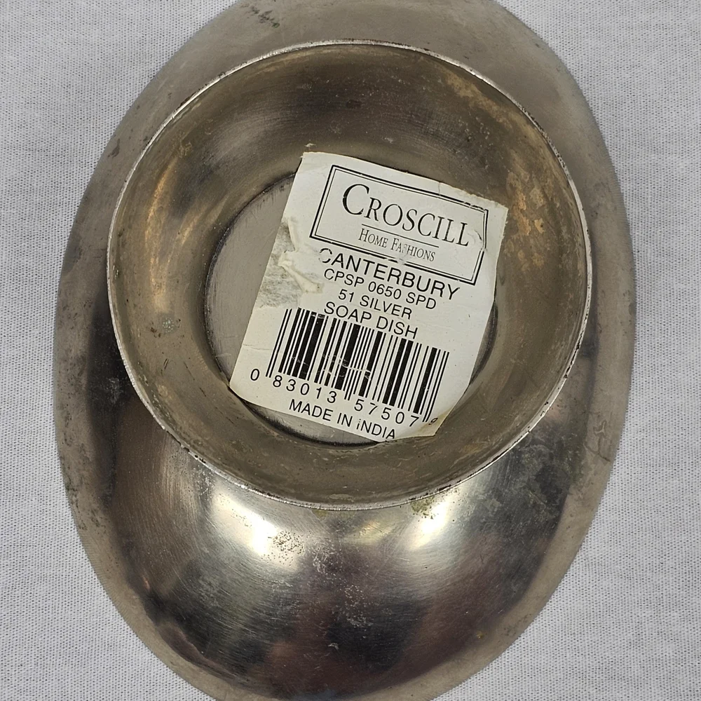Vintage Croscill Canterbury 51 Silver Footed Soap Dish | Ornate Embossed Border